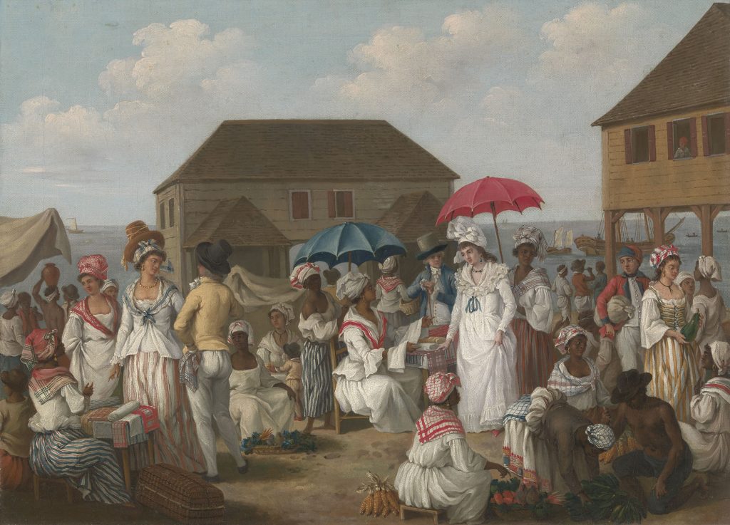 Agostino Brunias, Linen Market, Dominica (1780), oil on canvas, 49.8 x 68.6 cm., B1981.25.76, Paul Mellon Collection, Yale Center for British Art, New Haven. 